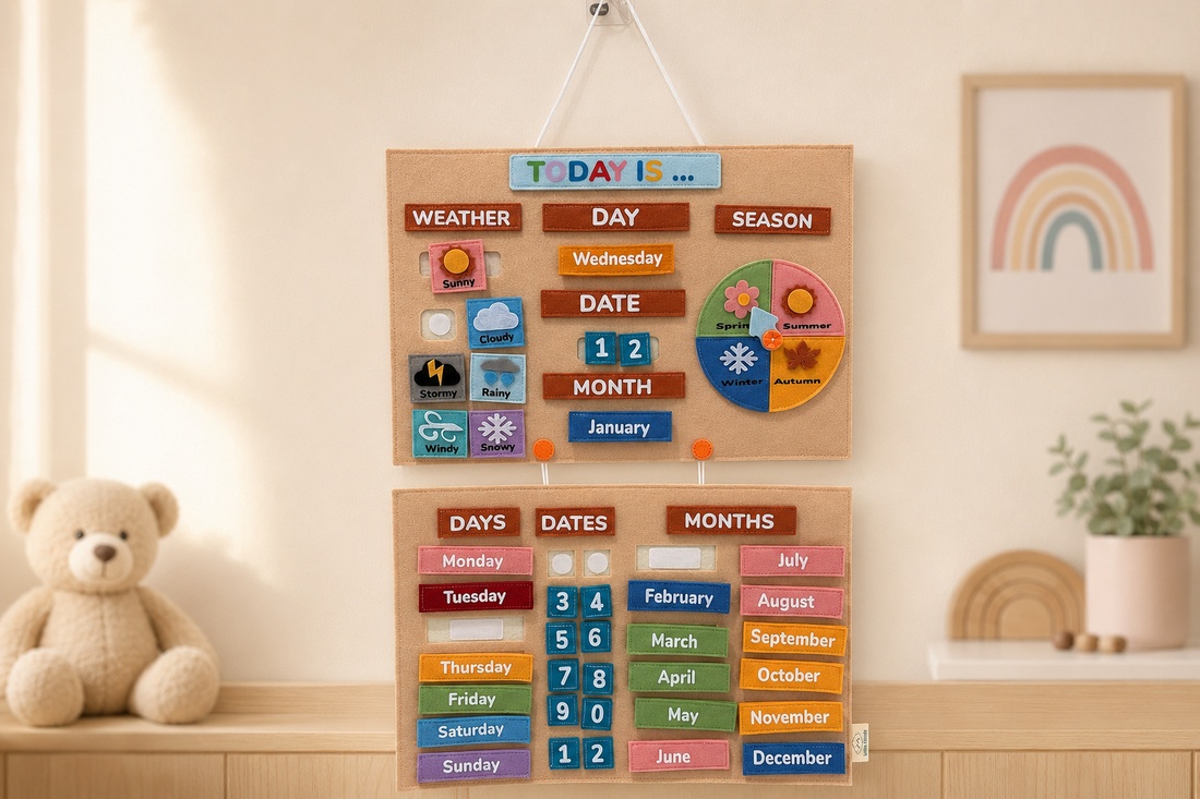 My Daily Calendar, Felt Calendar, Weather Chart - neutral pale orange